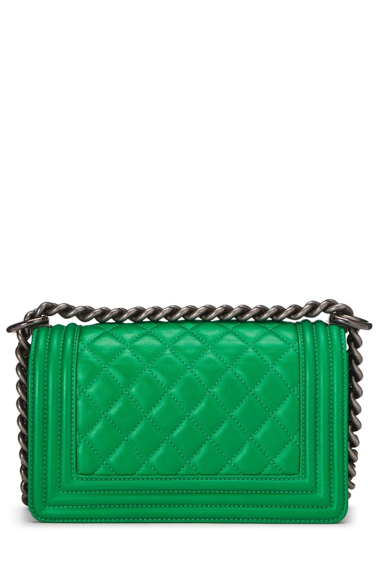 Metallic Green Quilted Leather Boy Small, , large image number 3