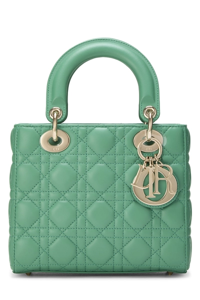 Christian Dior Green Cannage Quilted Lambskin Lady Dior Small