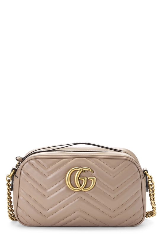 Beige Leather GG Marmont Crossbody Bag Small, , large image number 0
