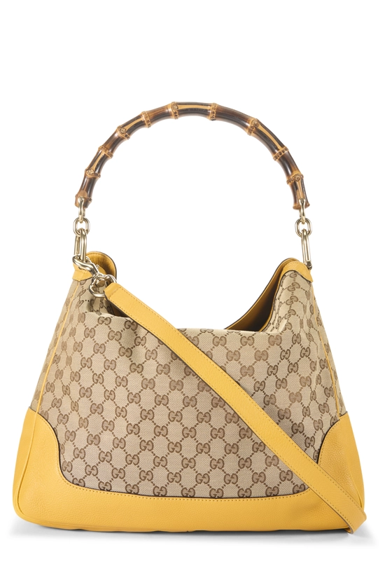 Yellow Original GG Canvas Diana Bamboo Hobo Large, , large image number 3