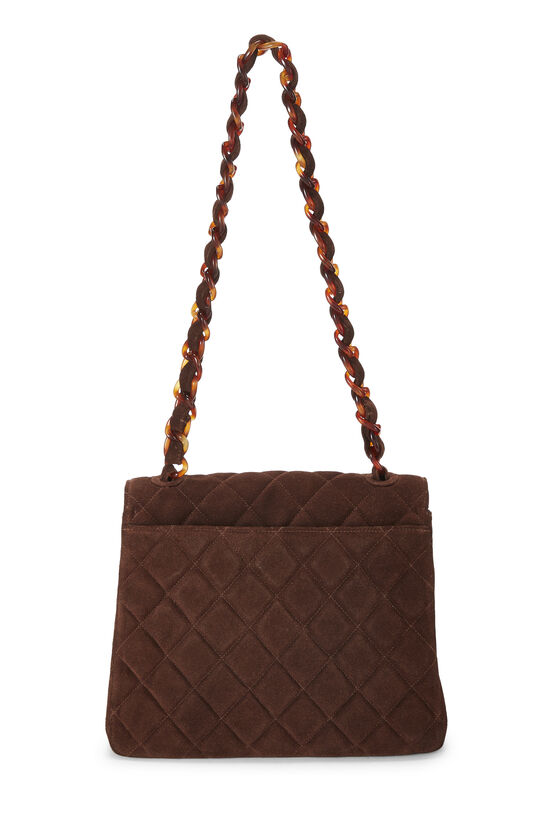 Brown Suede Bekko Chain Shoulder Bag