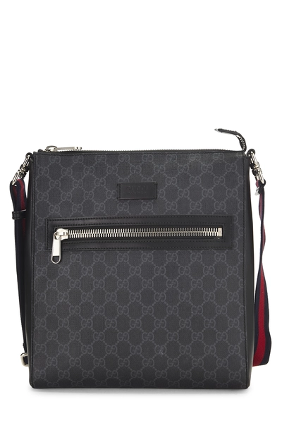 Black GG Supreme Canvas Zip Flat Messenger