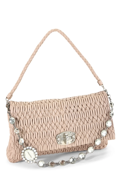 Pink Nappa Crystal Flap Shoulder Bag, , large
