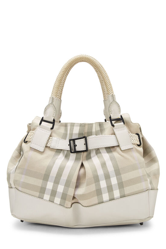 Beige House Check Canvas Bucket Tote, , large image number 0