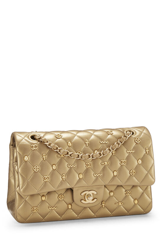 Chanel Metallic Gold Quilted Lambskin Mini Square Classic Single