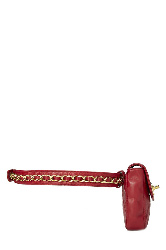 Red Quilted Lambskin Chain Belt Bag 65, , large image number 2