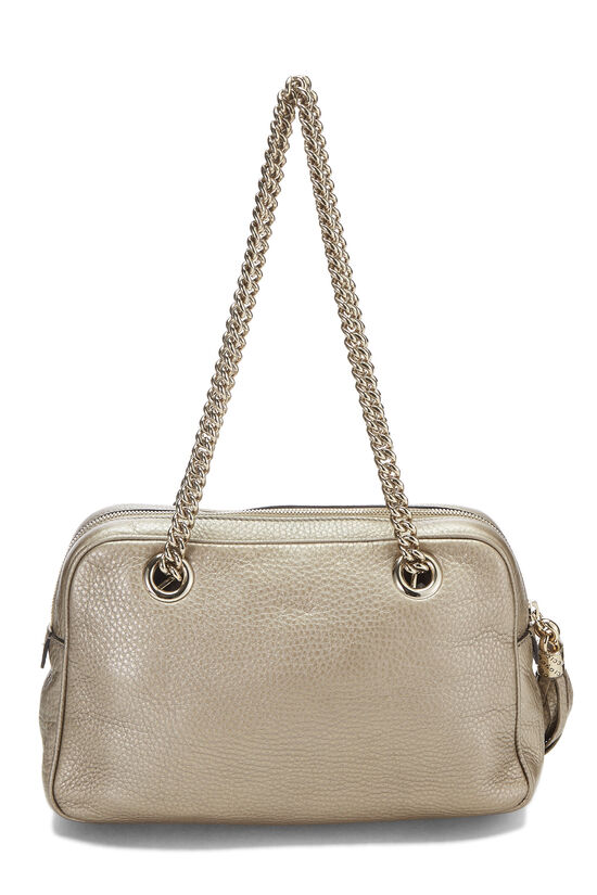 Metallic Grey Leather Soho Chain Tote, , large image number 4