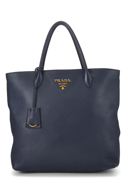 Navy Vitello Daino Convertible Tote