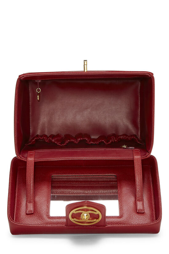 Vintage CHANEL Red Caviar Skin Round Zipper Wallet With CC -  Sweden