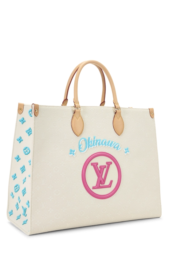 Beige Monogram Jacquard Okinawa On The Go GM, , large image number 1