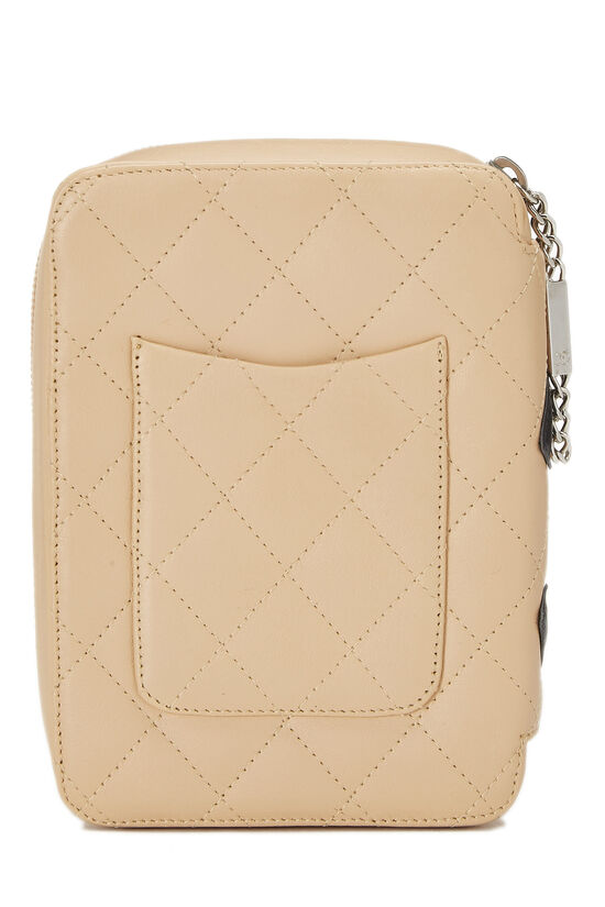 Beige Quilted Calfskin Cambon Cosmetic Pouch, , large image number 2