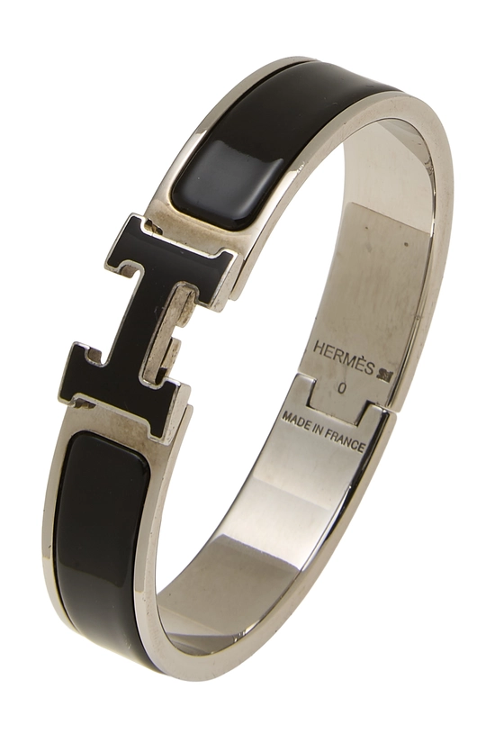 Black Enamel Clic-Clac 'H' Bracelet Narrow, , large image number 0