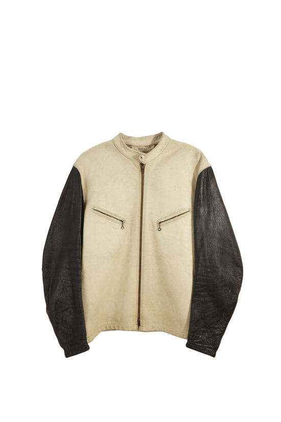 White Leather 1950s Bates Jacket, , large image number 0
