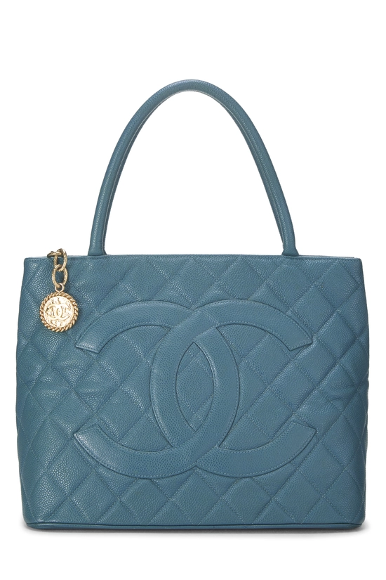 Blue Quilted Caviar Medallion Tote, , large image number 0