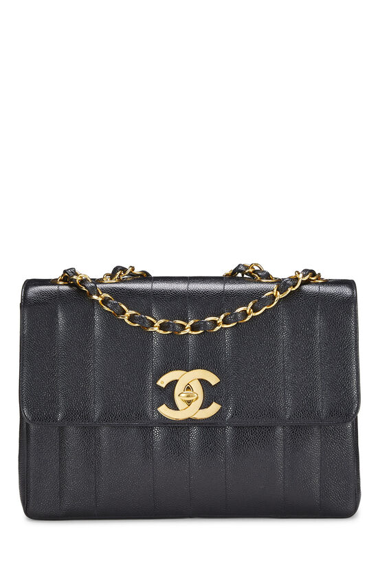Chanel Vintage Mademoiselle Jumbo Classic Flap Bag Black