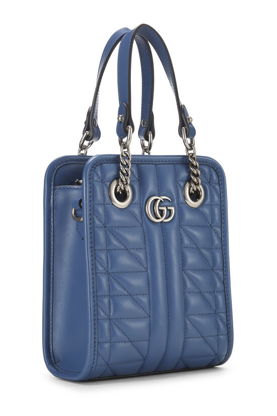 Blue Leather GG Marmont Convertible Shoulder Bag, , large image number 1