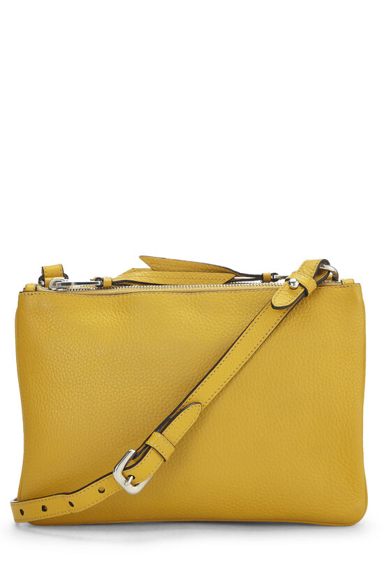 Yellow Vitello Daino Double Zip Crosbody, , large image number 3