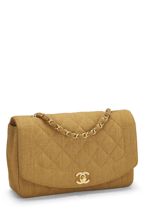 Chanel Brown Quilted Linen Diana Flap Medium Q6B0MW5R00000