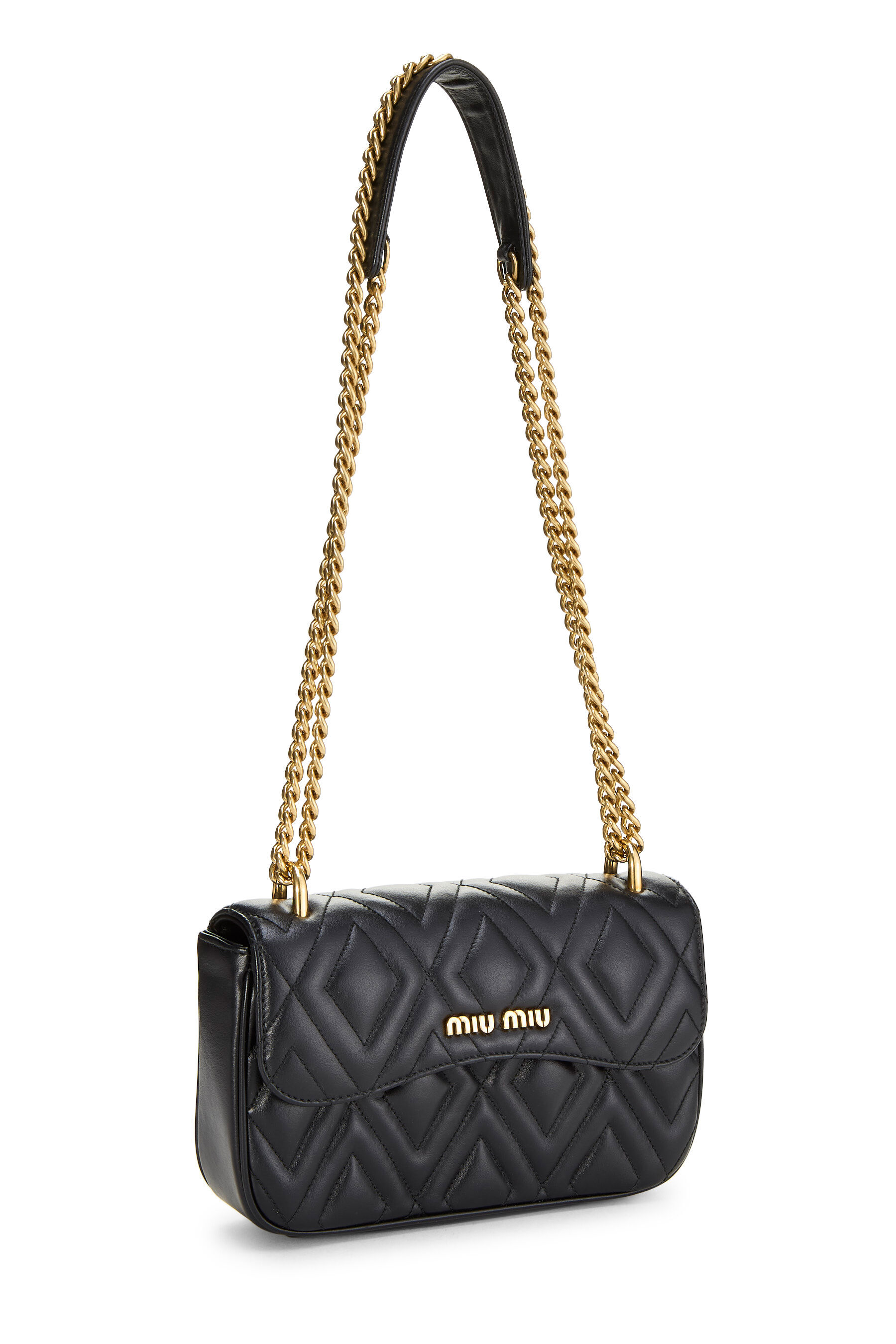 Pre-Owned Black Calfskin Diamond Quilted Shoulder Bag