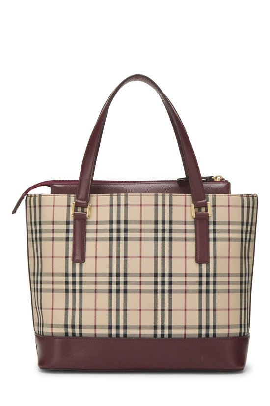 Burgundy House Check Jacquard Handbag Small, , large image number 3