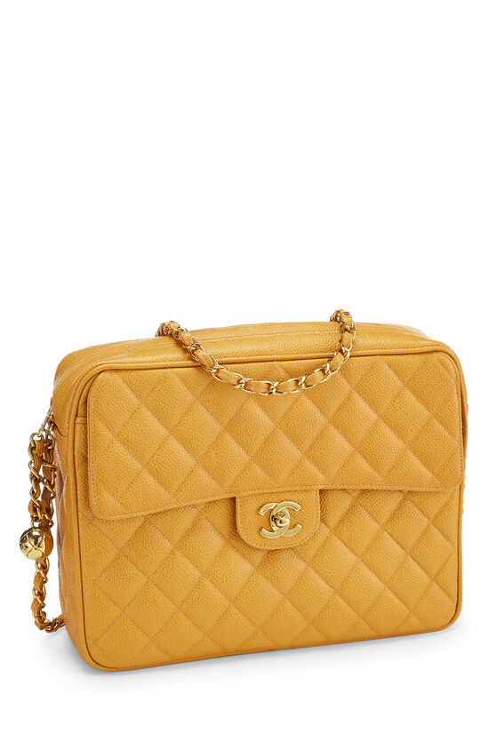 Yellow Quilted Caviar Pocket Camera Bag Large, , large image number 2