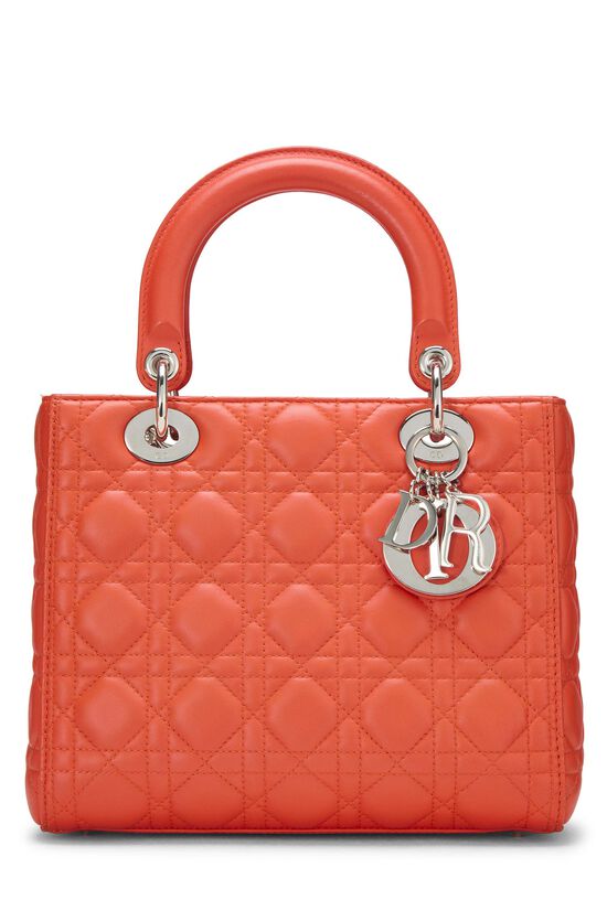 Orange Cannage Quilted Lambskin Lady Dior Medium, , large image number 0