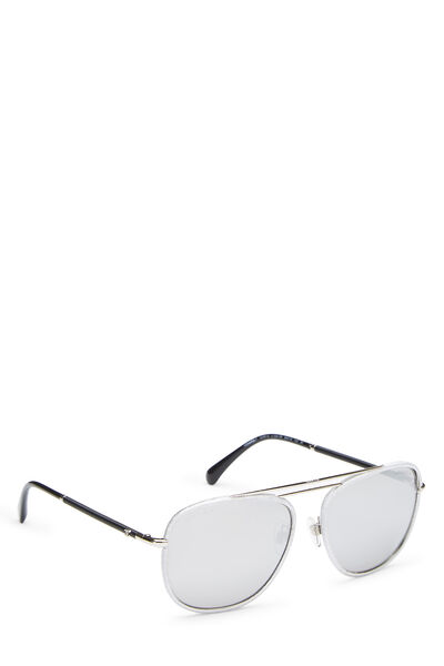 Silver Metal Aviator Sunglasses 4230-Q, , large