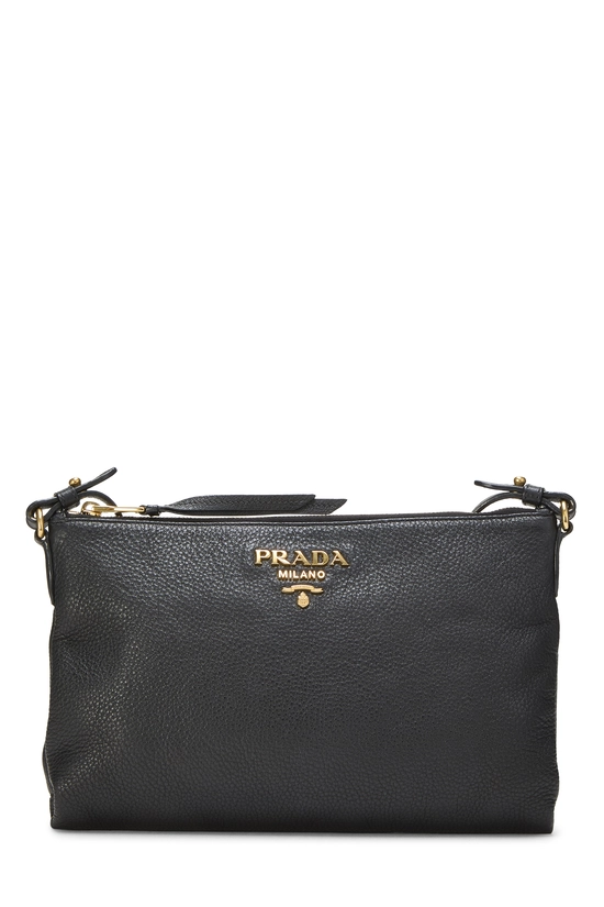 Black Vitello Daino Crossbody Bag, , large image number 0