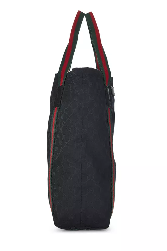 Black GG Canvas Flat Web Tote, , large image number 2