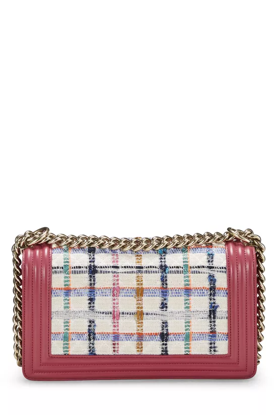 Pink & Multicolor Quilted Tweed Boy Bag Medium, , large image number 4