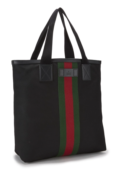 Black Techno Canvas Tote, , large