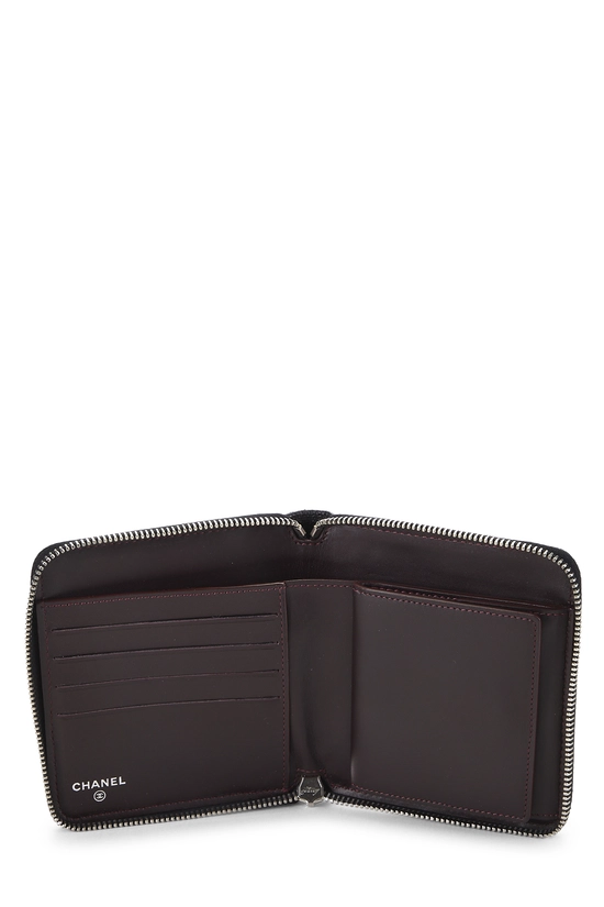 Black Quilted Caviar Compact Zip Around Wallet, , large image number 3