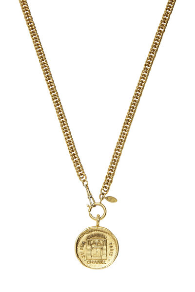 Gold Medallion Long Necklace, , large