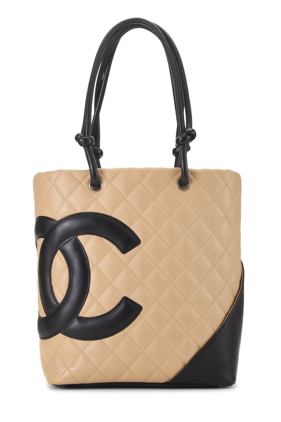 Beige Quilted Calfskin Cambon Tote Small, , large image number 0
