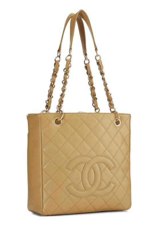 Beige Quilted Caviar Petite Shopping Tote (PST), , large image number 1