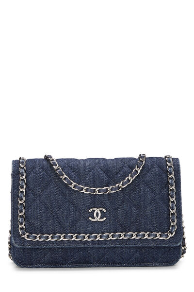 Blue Quilted Denim Wallet on Chain (WOC)