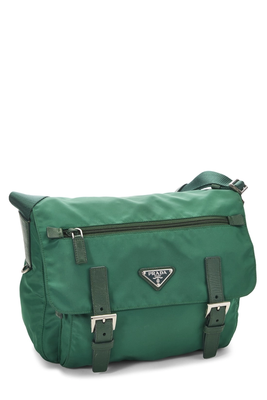 Pre-Owned Green Nylon Double Buckle Flap Messenger Bag QNB3CS21GB000