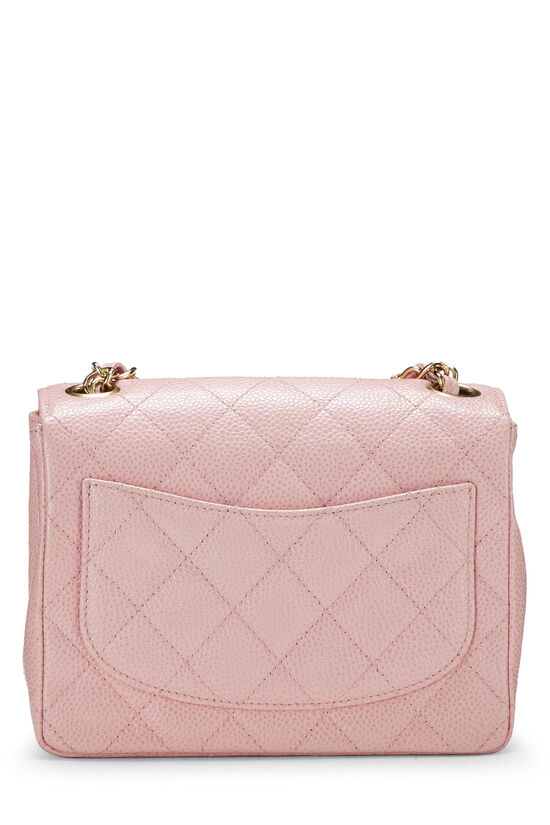 Chanel Pink Chevron Lambskin Classic Square Flap Mini