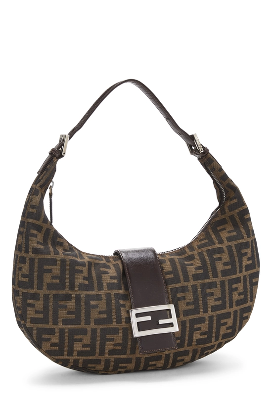Brown Zucca Canvas Crescent Moon Hobo Small, , large image number 1