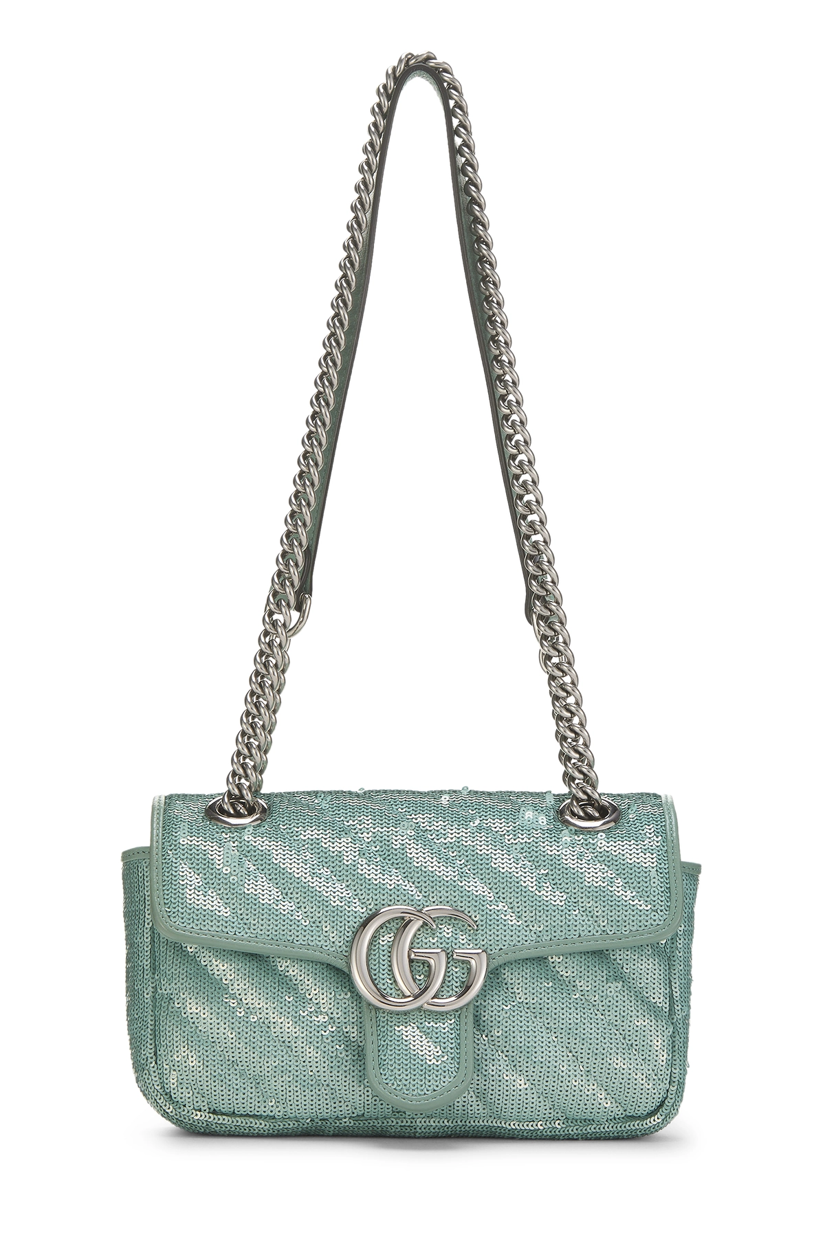 Blue Sequin Marmont Matelassé Shoulder Bag Mini