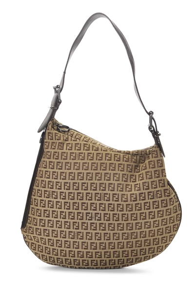 Fendi Brown Zucca Canvas Oyster Bag