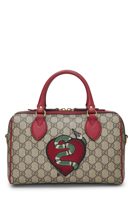 Red GG Supreme Canvas Embroidered Boston Handbag, , large image number 0