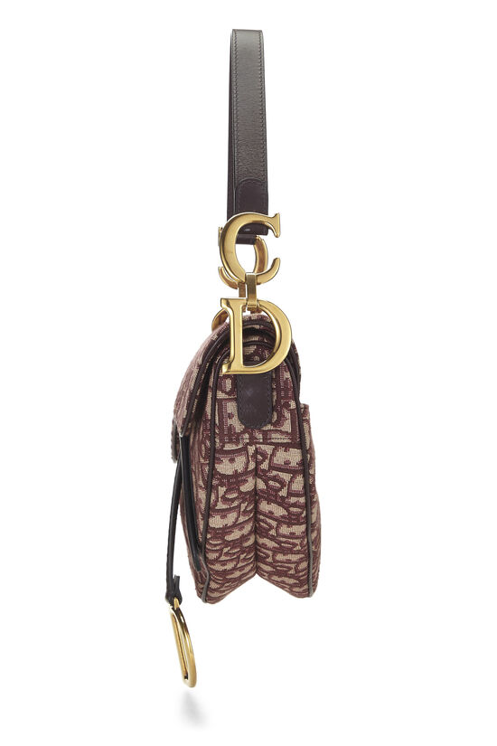 Burgundy Oblique Canvas Saddle Bag, , large image number 2