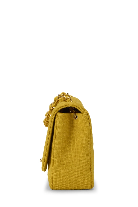 Yellow Quilted Linen Classic Flap Medium, , large image number 2