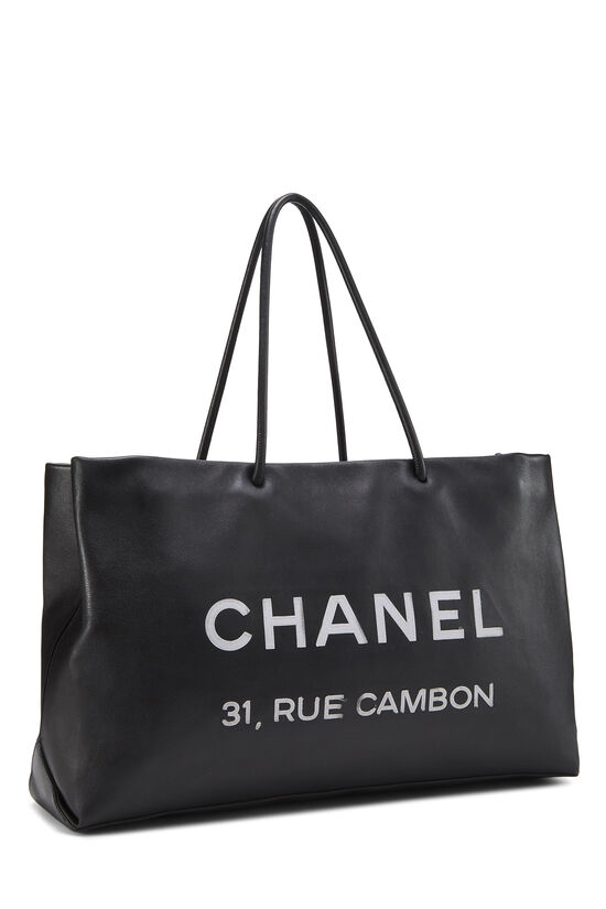 Chanel Black Leather Essential Rue Cambon Shopping Tote Medium