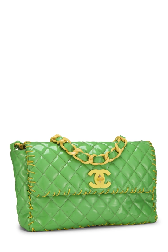 Green Vinyl Whipstitch Half Flap Jumbo, , large image number 1