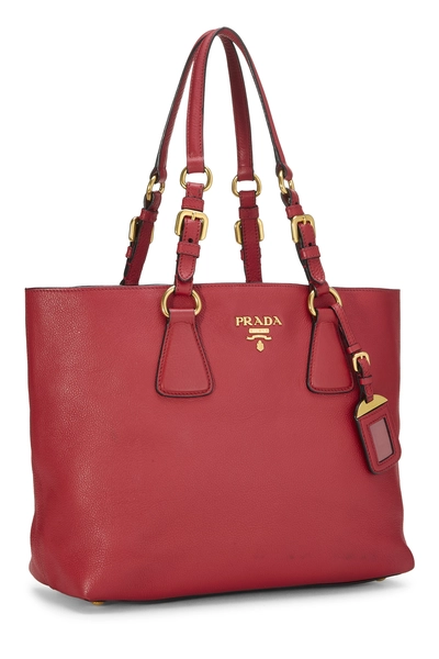 Red Vitello Daino Tote Small, , large