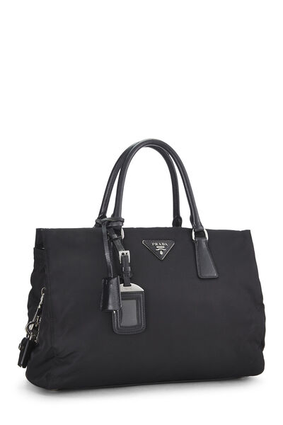 Black Nylon Convertible Handbag Small, , large