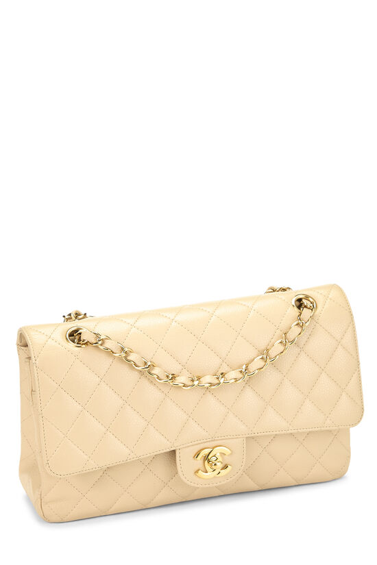 Beige Quilted Caviar Classic Double Flap Medium, , large image number 1