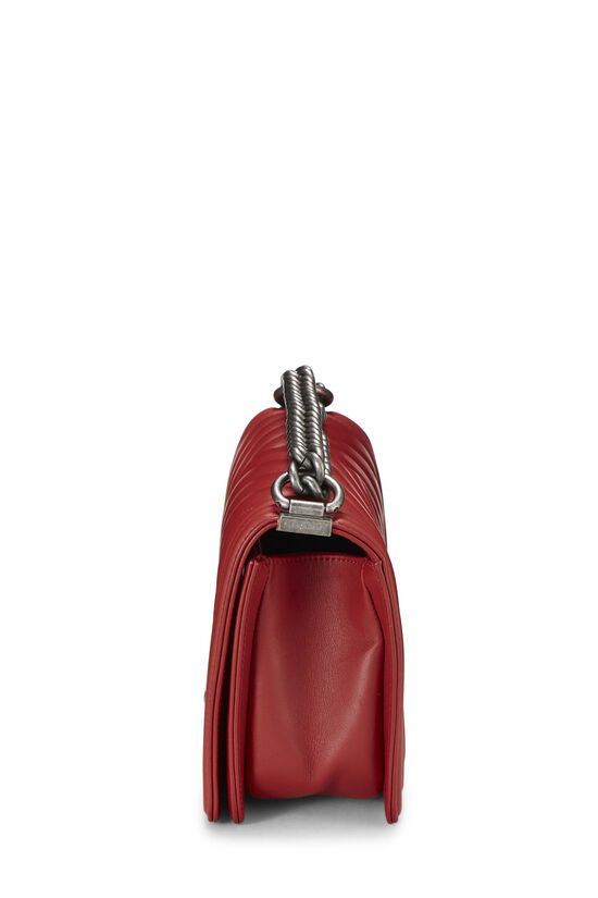 Red Chevron Calfskin Boy Bag Medium, , large image number 3
